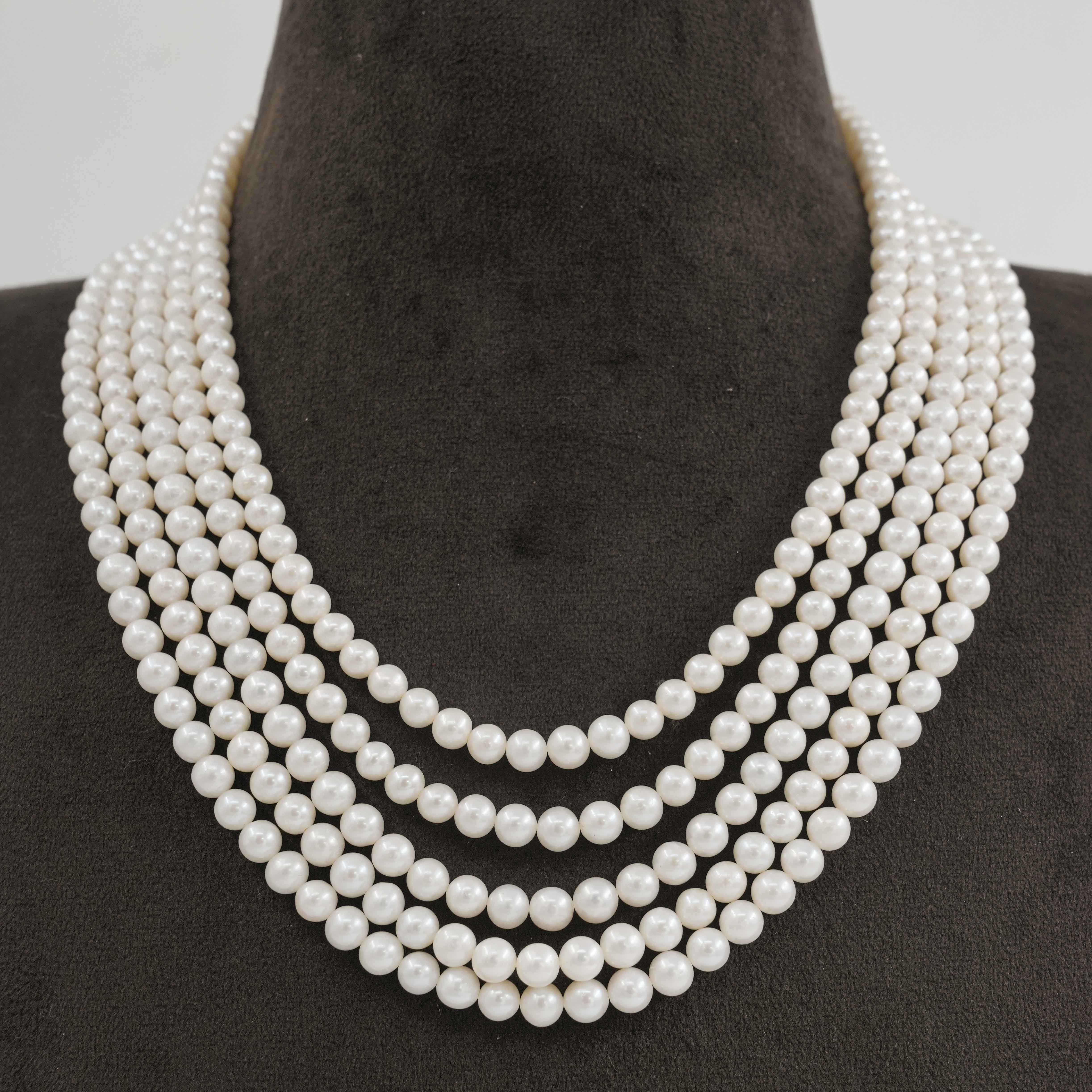 The Pearl Atelier by Kabra Pearls - Natural Pearl five layered round necklace